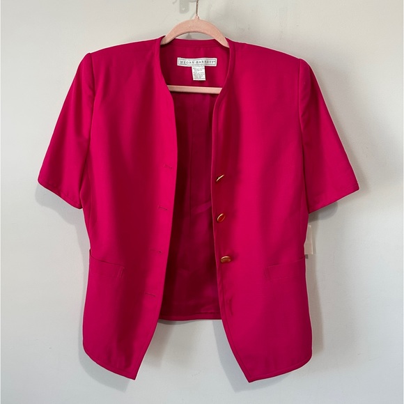 Vintage Megan Barrett Fuchsia Pink Short Sleeve Blazer Size 10 NWT - Picture 3 of 9